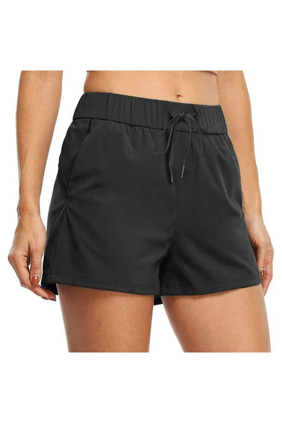 Women's Shorts Elastic Waist Sports Loose Breathable Lace Up Yoga Running Fitness Casual Workout Shorts