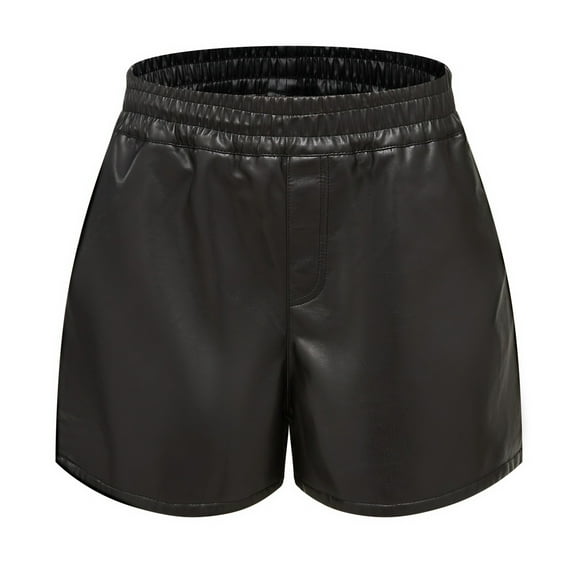Women's Shorts High Waist Faux Leather Sexy PU Leather Bottoms Shorts