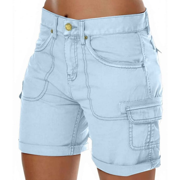Women's Shorts High Waisted Jean Shorts Club Festival Vacation Airport Women's Loose Solid Color Mini Pant Summer Beach Shorts Buttons Short Hot Pants Cargo Shorts