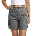 thumbnail image 1 of Women's Shorts High Waisted Stretchy Casual Solid Color Cargo Elastic Waistband Comfort Summer Flowy Shorts with Pockets S-2XL, 1 of 8