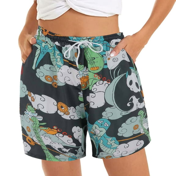 Women's Shorts High Waisted Stretchy Casual Summer Comfy Beach Elastic Waist Floral Print Beach Vacation Trendy 2025 with Pockets S-3XL