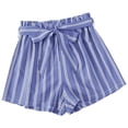 thumbnail image 1 of Women's Shorts High Waisted Stretchy Come Belt Striped Chiffon Pants Baggy Dressy Casual Womens Jorts S-XL, 1 of 4