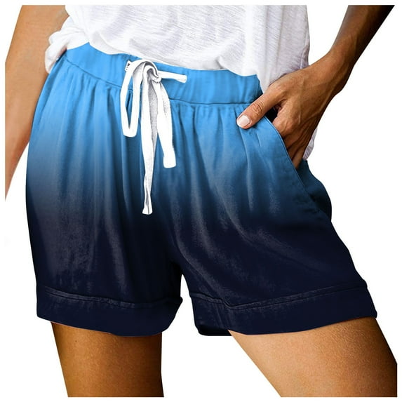 Women's Shorts High Waisted Stretchy Drawstring Summer Elastic Waist Lightweight Trendy Casual Shorts with Pockets S-2XL