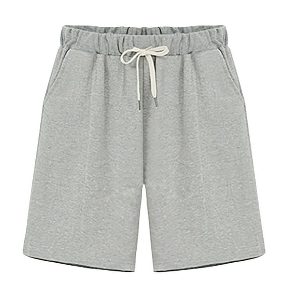 Women's Shorts High Waisted Stretchy Solid Color Thin Drawstring Sports Straight Leg Pants Casual Summer Jean Shorts S-2XL