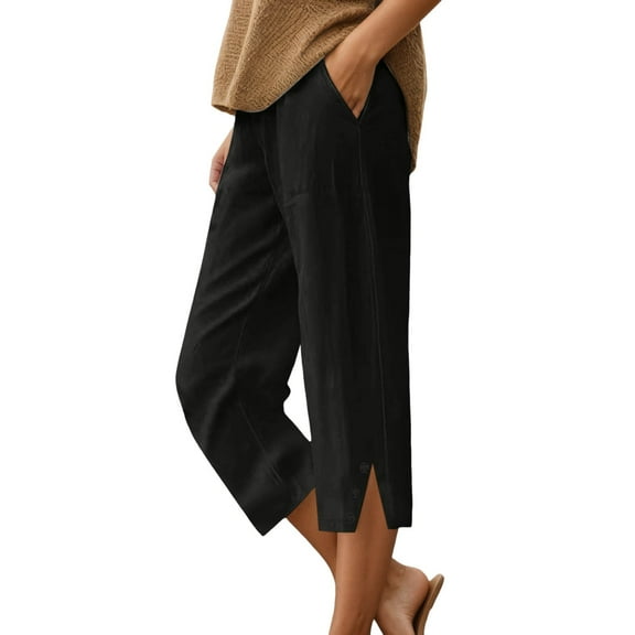 Women's Shorts High Waisted Stretchy for Linen Capris Lightweight Summer Straight Leg Beach Summer Casual Beach Shorts with Pockets S-3XL