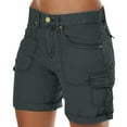 thumbnail image 1 of Hpapadks Women's Shorts Ladies Summer Casual Loose Solid Buttons Hot Beach Cargo Short Pants Grey XL, 1 of 6
