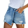 thumbnail image 1 of Women's Shorts Light Solid Washed Ripped Trouser Skirt Design Casual Style Blue Short Pants Sizes S, 1 of 7