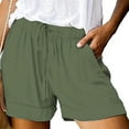 thumbnail image 1 of Women's Shorts Linen Shorts For Women Casual Summer Shorts Plus Size High Waisted Loose Fit Drawstring Short Pants With Pockets,Green Women's Shorts XXXXXL, 1 of 4