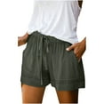 thumbnail image 1 of Women's Shorts Plus Size Comfy Drawstring Elastic Waist Pocket Loose Pants Bottoms Shorts, 1 of 4