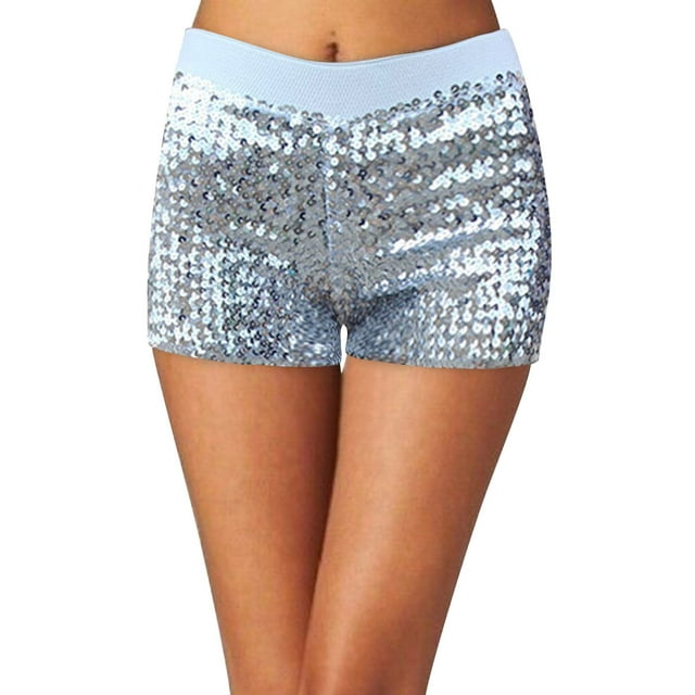 Women's Shorts Sequins Shorts Disco Pants Shiny Glitter Jazz Mini Short ...