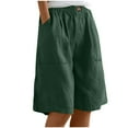 thumbnail image 1 of Women's Shorts Sevevn Women's Solid Color Half Shorts Pants Summer Elastic Waist Buttons Casual Pockets Pants, 1 of 8