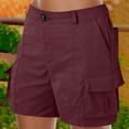 thumbnail image 1 of Women's Shorts Shorts For Women Cargo Shorts Knee Length 6 Pockets Elastic Waist Long Shorts For Summer Casual,Red Women's Shorts XL, 1 of 5