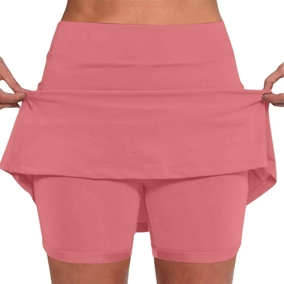 Women's Shorts Skorts High Waisted Stretchy Mid Waist Skort Active Skirt Casual Summer Jean Shorts with Pockets S-5XL