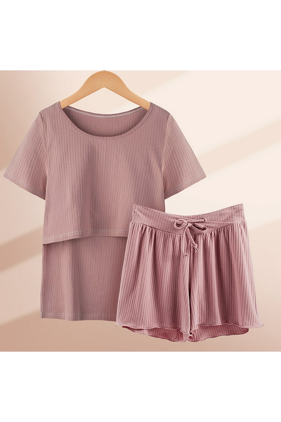Women's Shorts Suit Comfortable Sleepwear Set Maternity Pajamas Nursing Top Outfit Soft Breathable Fabric Relaxing Nightwear