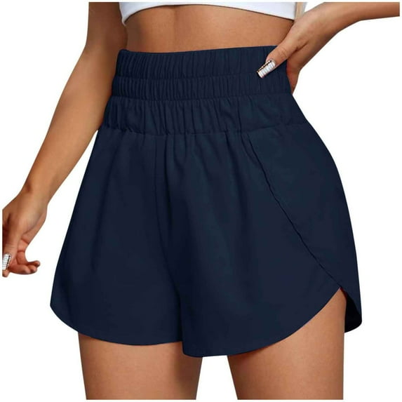 Women's Shorts Summer Casual Running Shorts Workout Elastic Waist Athletic Yoga Pants with Pockets Womens Denim Shorts Navy S