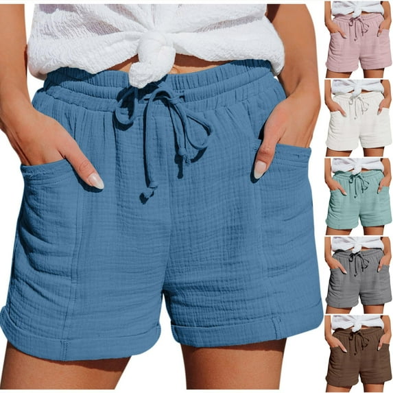 Women's Shorts Summer Drawstring Elastic Waist Casual Shorts Pocket Pants Indoor Activity, Outdoor Activity Shorts for Women