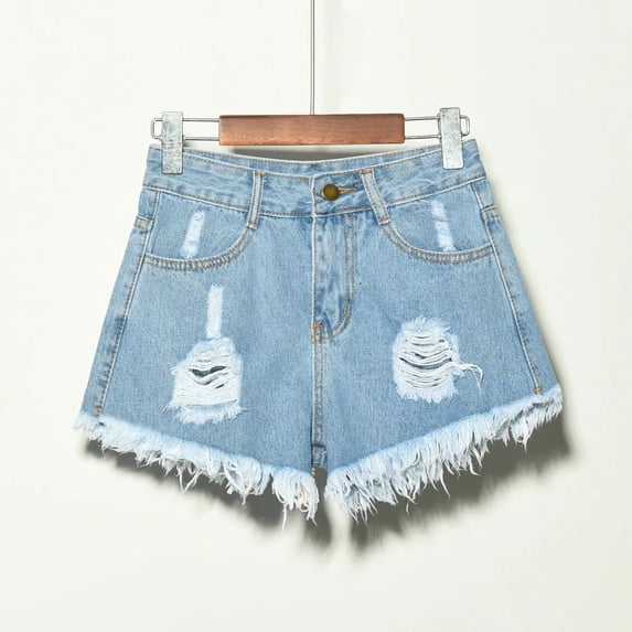 Women's Shorts Summer Jeans Shorts For Women Teen Girls Preppy Clothes Plus Size Hem Ripped Denim Shorts Going Out Shorts,Blue Women's Shorts M