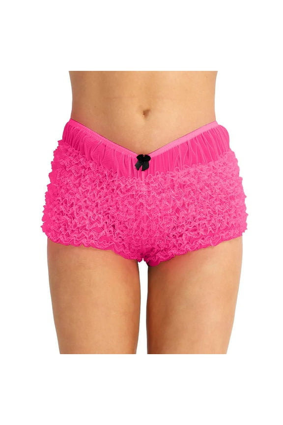 Women's Shorts Summer Lace Mini Low Rise Micro Skirt Asymmetrical Ruffle Hem Flared Lingerie Shorts Workout Shorts Watermelon Red XL