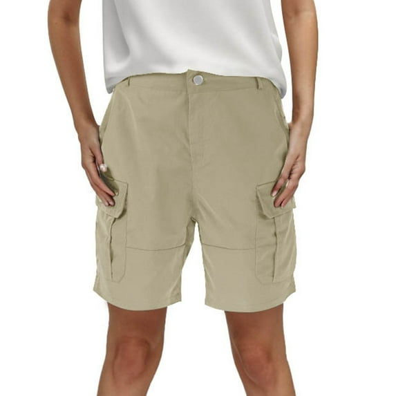 Women's Shorts Summer Solid Color Pocket Casual High Waist Hot Bermuda Cargo Board Gym Beige Bottoms Sizes M