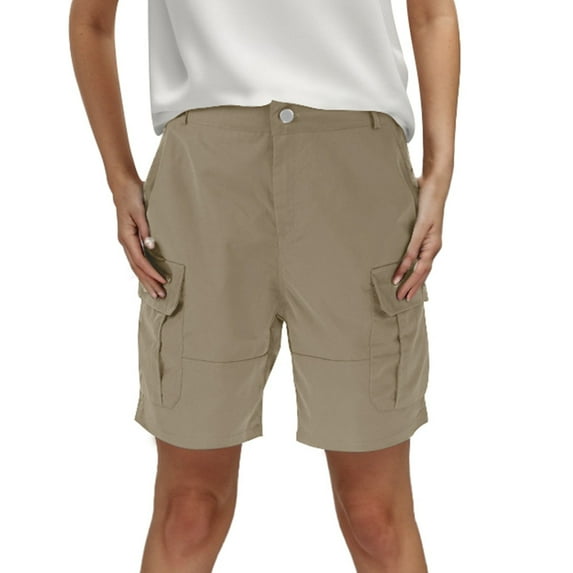 Women's Shorts Summer Solid Color Pocket Casual High Waist Hot Bermuda Cargo Board Gym Khaki Bottoms Sizes L