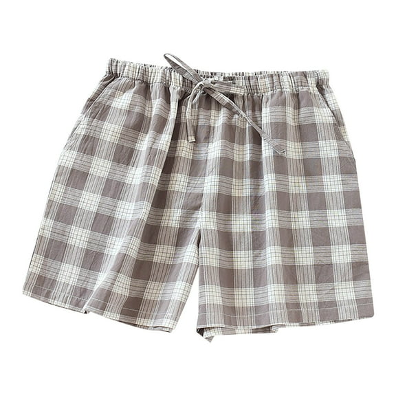 Women's Shorts Wide Leg Cotton Spring/Summer Thin Loose Fitting Simple Checkered Home Pants Summer Casual Beach Shorts M-XL