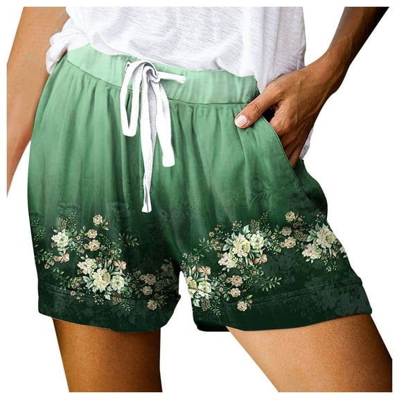 Women's Shorts Wide Leg Drawstring Summer Elastic Waist Lightweight Baggy Dressy Casual Womens Jorts with Pockets S-2XL