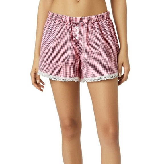 Women's Shorts Wide Leg Elastic Waistband Lace Trim Button Sports Trendy Casual Shorts S-L