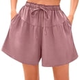 thumbnail image 1 of Women's Shorts Wide Leg Loose Pleated Linen Wide Leg Spring/Summer Summer Flowy Shorts S-3XL, 1 of 5