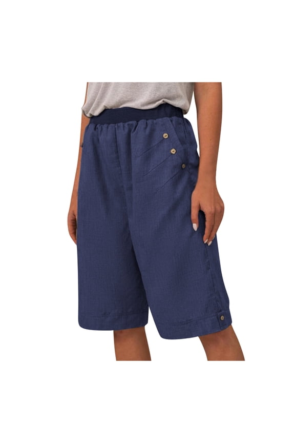 Women's Shorts Wide Leg Stretchy High Waisted Daisy Fashion Print Wide Leg Button Loose Pants Baggy Dressy Casual Womens Jorts with Pockets S-2XL