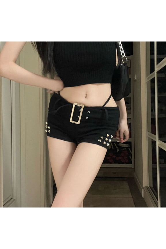 Women's Shorts With Pockets Denim Solid Color Spring Summer Straight Stretch Denim Dance Hip Wrap Versatile Leg Show Long Shorts