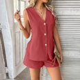 thumbnail image 1 of Women's Shorts Women'S 2 Piece Summer Outfits Tank Top With Shorts Sets Beach Vacation Outfits,Red Women's Shorts S, 1 of 7