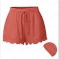thumbnail image 1 of Red Women's Shorts, Women'S Pocket Solid Color Lace Drawstring Casual Pants Shorts,Women's Shorts S, 1 of 3