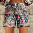 thumbnail image 1 of Women's Shorts Womens Casual High Waist Denim Shorts Relaxed Fit Artretro Printed Floral Shorts With Pockets,Blue Women's Shorts XXL, 1 of 3