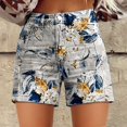 thumbnail image 1 of Women's Shorts Womens Casual High Waist Denim Shorts Relaxed Fit Artretro Printed Floral Shorts With Pockets,Gray Women's Shorts L, 1 of 4