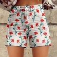 thumbnail image 1 of Women's Shorts Womens Casual High Waist Denim Shorts Relaxed Fit Artretro Printed Floral Shorts With Pockets,White Women's Shorts XL, 1 of 4