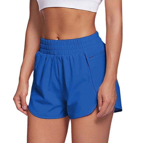 Women's Shorts Womens Running Workout Elastic Waist Pants Shorts Athletic Pocket Pants,Blue Women's Shorts XXL