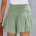 thumbnail image 1 of Women's Shorts Womens Shorts Cotton High Elastic Waisted Pleated Ruffle Cute Shorts Beach Flowy Casual Shorts,Green Women's Shorts XL, 1 of 8
