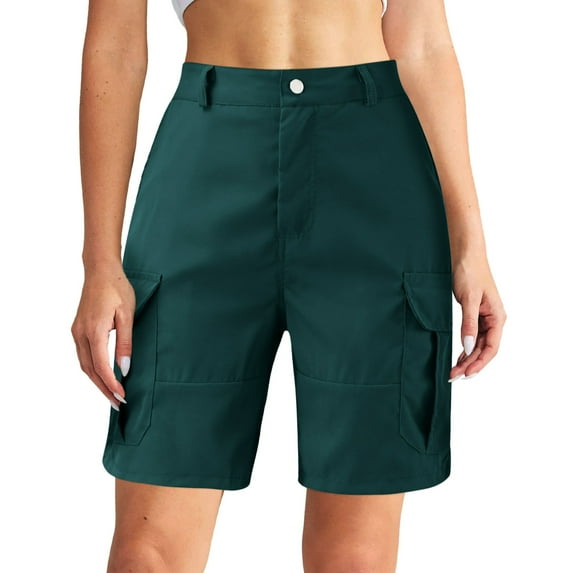 Women's Shorts Womens Summer Outdoor Active Hiking With Pockets Short Pants,Green Women's Shorts S