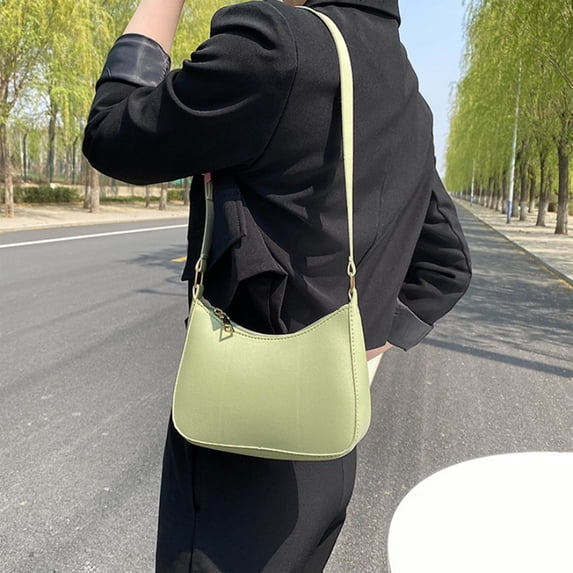 Women's Shoulder Bag Casual Fashion, QQZ Adjustable Crossbody Messenger Purse, PU Leather Handbag for Work Travel Shopping Gift, Green