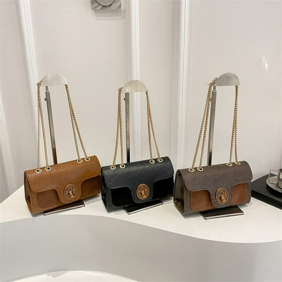 Women's Shoulder Bag | Handbag Messenger Purse Tote | Adjustable Strap Crossbody | Casual Fashion PU Leather | Fits Phone Wallet Keys | 21.5x12x8cm | Black Brown Coffee