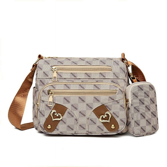 Women’s Shoulder Bag | Multi-Layered Nylon Crossbody Purse | Unisex Casual Handbag with Zipper Closure | Multiple Pockets | Versatile Storage | Large Capacity | Solid Color | Travel Work Everyday Use