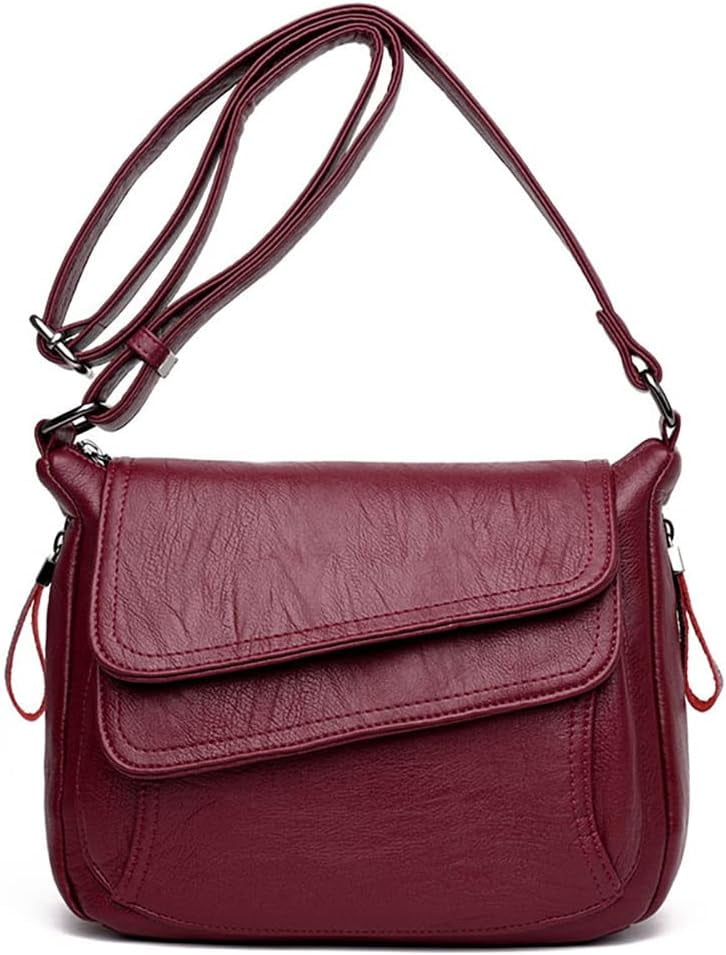 Women's Shoulder Bag Multi Pockets Crossbody Purse Leather Flapover Messenger Satchel  Travel Work Handbag