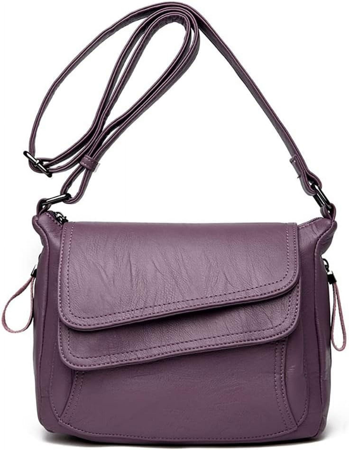 Women's Shoulder Bag Multi Pockets Crossbody Purse Leather Flapover Messenger Satchel  Travel Work Handbag