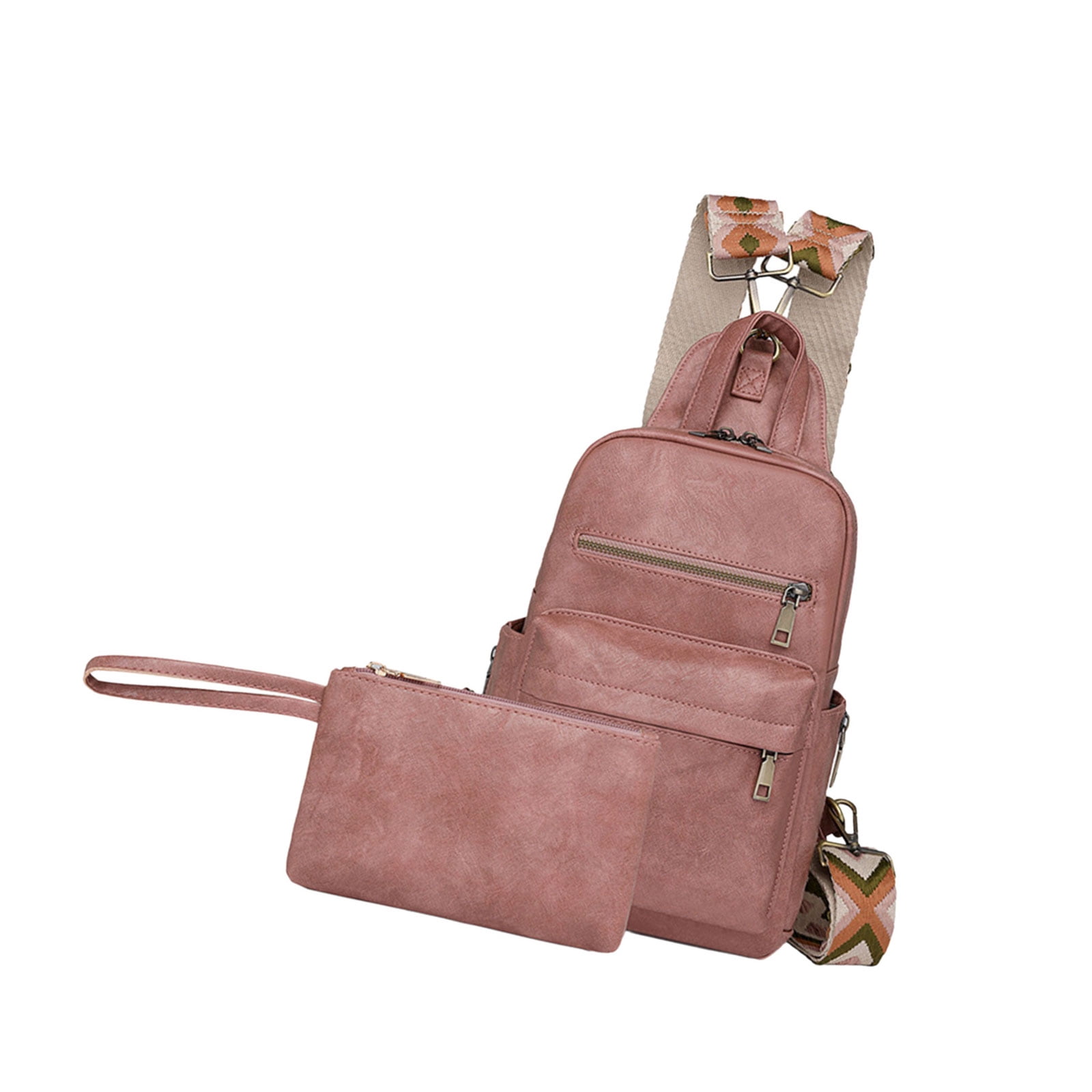 Women's Shoulder Bag and Makeup Pouches Set Chest Bags Satchel PU ...