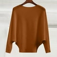 thumbnail image 1 of Women's Off Shoulder Batwing Sleeve Sweater, Plus Size Knit Pullover Top, Elastic One Shoulder Neck Long Sleeve Blouse, Comfortable Loose Fit Tunic for Women Coffee S, 1 of 8