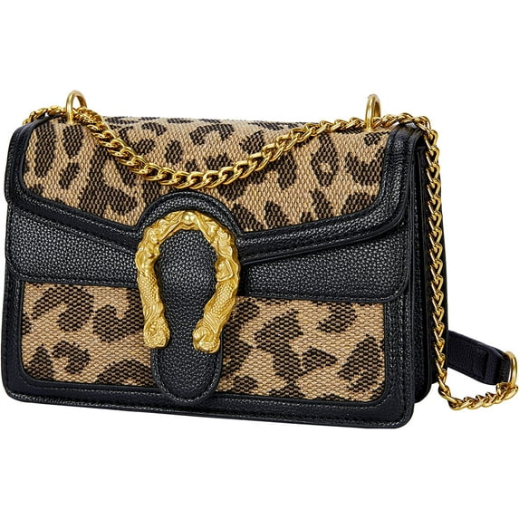 Women's Shoulder Chain Bag Crossbody Purse - Crocodile Grain PU Leather Messenger Bag Evening Square Satchel Handbag