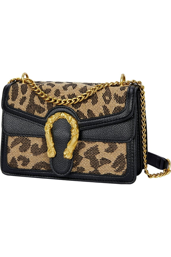 Women's Shoulder Chain Bag Crossbody Purse - Crocodile Grain PU Leather Messenger Bag Evening Square Satchel Handbag