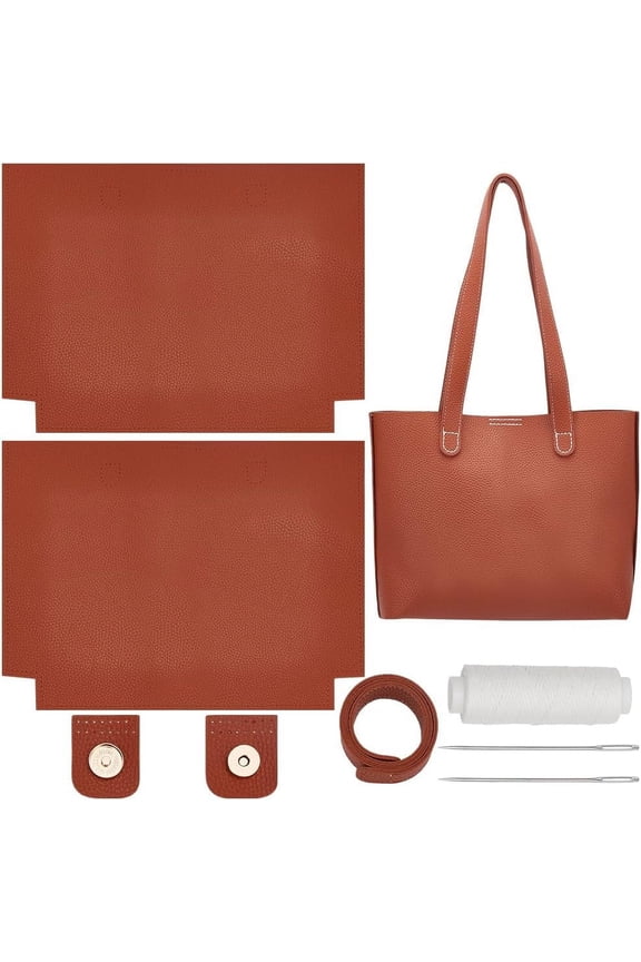Women's Shoulder Handbag Making Kits DIY PU Leather Handbags Handmade Sets for Christmas Mother's Day Birthday Imitation Leather Tote Bag Sewing Accessories for DIY Purse Making Chocolate diy