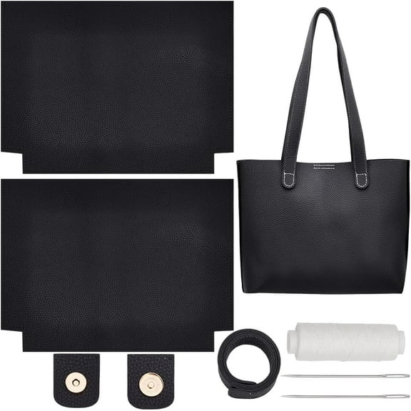 Women's Shoulder Handbag Making Kits DIY PU Leather Handbags Handmade Sets for Christmas Mother's Day Birthday Imitation Leather Tote Bag Sewing Accessories for DIY Purse Making BlackBlack
