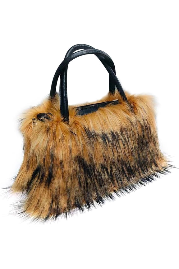 Women's Shoulder Handbags Faux Fur Tote Bag Fluffy Satchel Handbags for Women, Mom, Friends, Bridesmaids